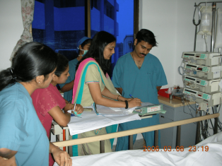 Teaching rounds at Amrita Hospital, Cochin, India